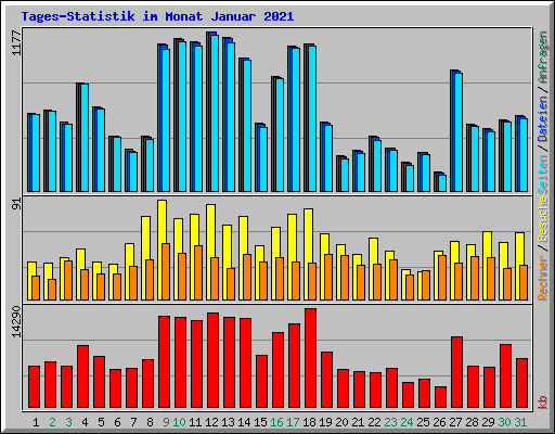 Tages-Statistik im Monat Januar 2021